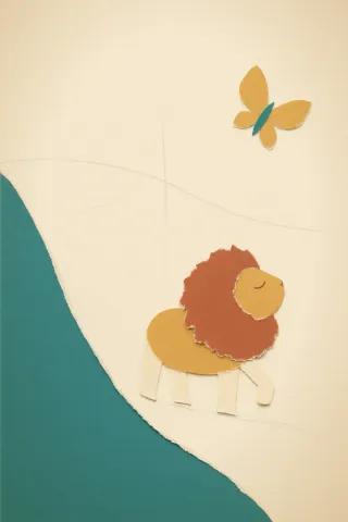 Cover illustration for “Le lion et le papillon”