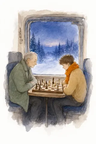 Cover illustration for “Шахматный турнир в поезде”